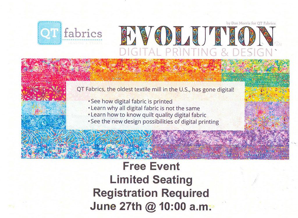 Evolution of Fabrics Event presented by Dan Morris QT Fabrics & Bolt Sale